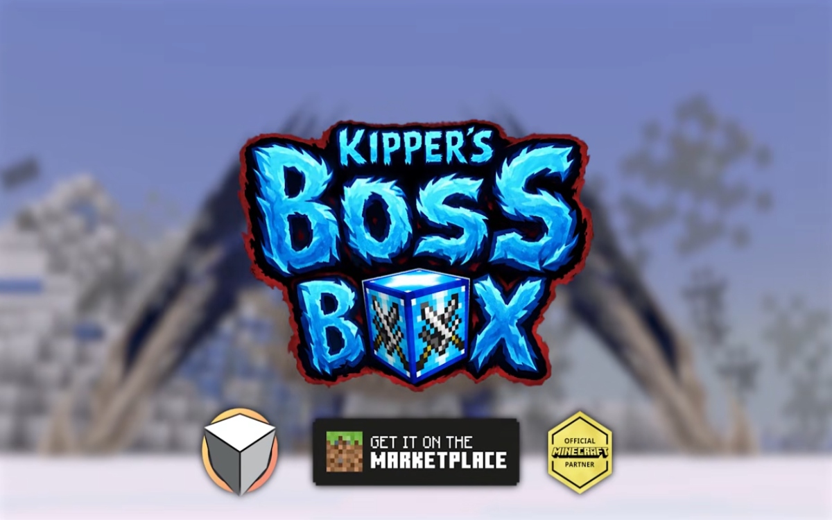 Cover art for Kipper’s Boss Box, showing a boss-focused Minecraft release with icy visual framing.